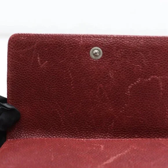 Chanel Red Caviar Leather Billfold Vintage 2005 Wallet
